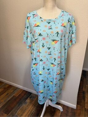 Light Blue Desert Print Pajama Dress - Size XL